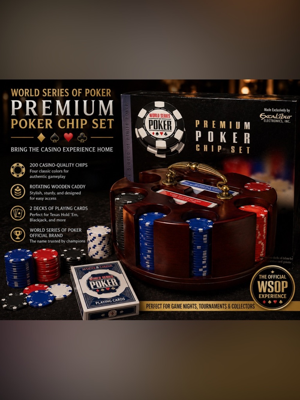 World Series of Poker Premium Chip Set - Blue/Black/White